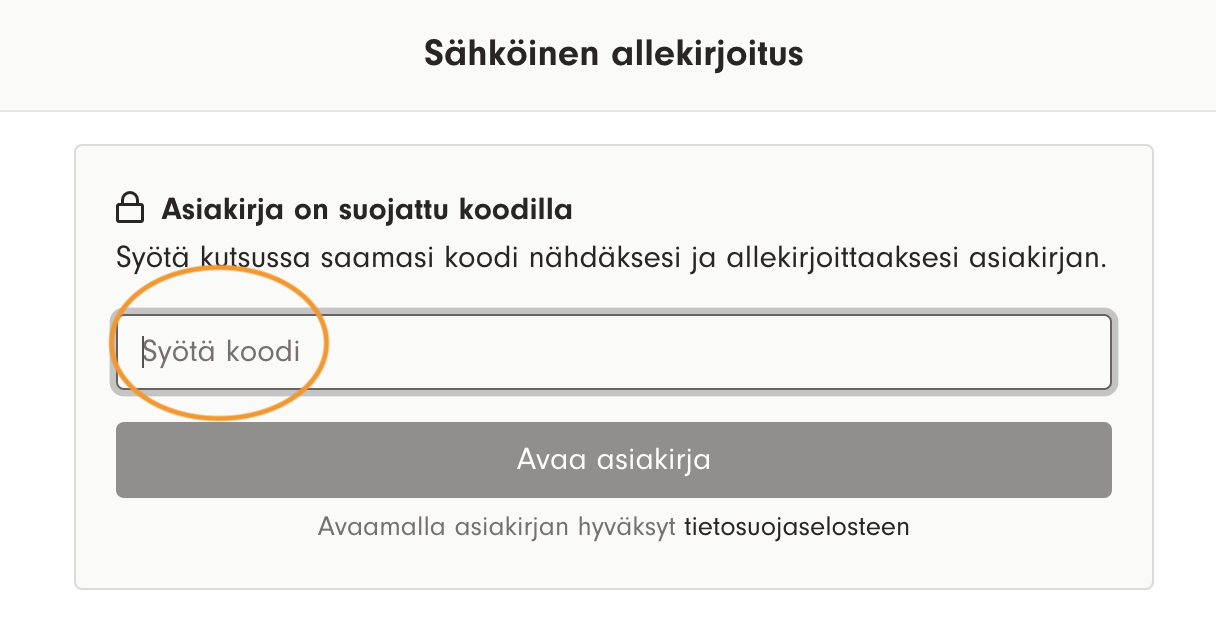 Kuvakaappaus 4: Koodin syöttäminen: