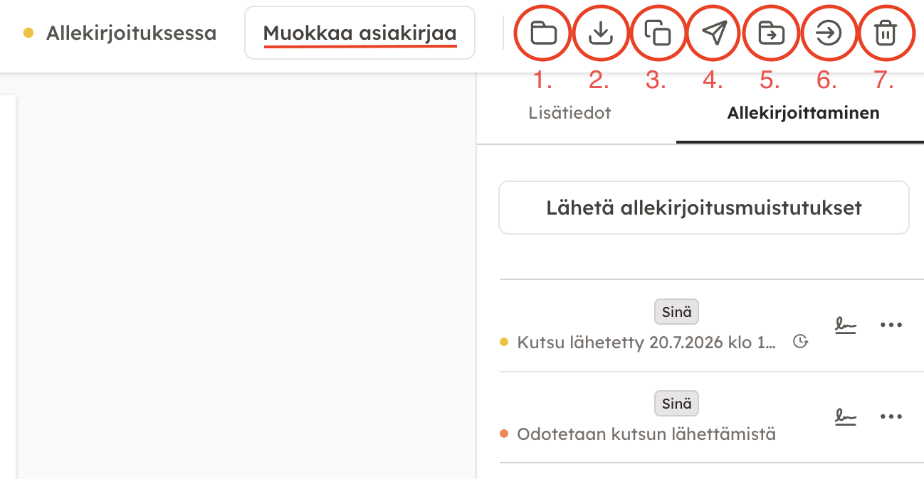 Kuvakaappaus 14: 7) poistamaan asiakirjan.