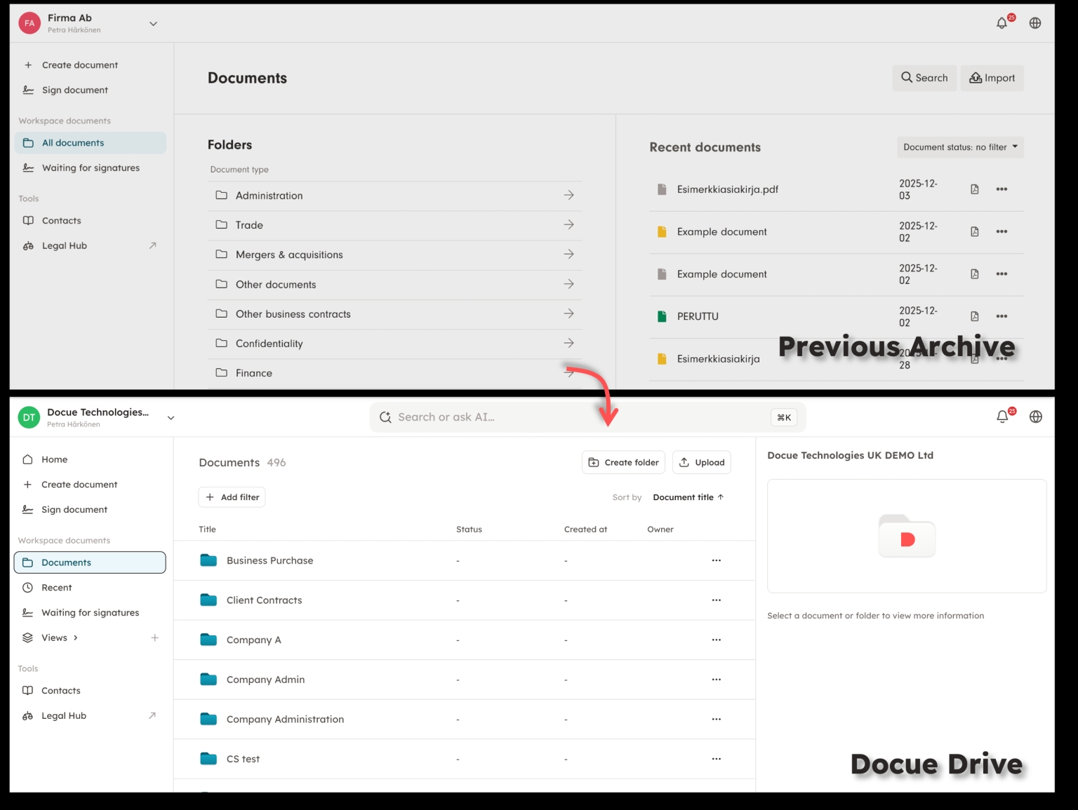 Screenshot 1: We've updated our archive to an improved version, Docue Drive. This new version of the archive includes many features requested by our users