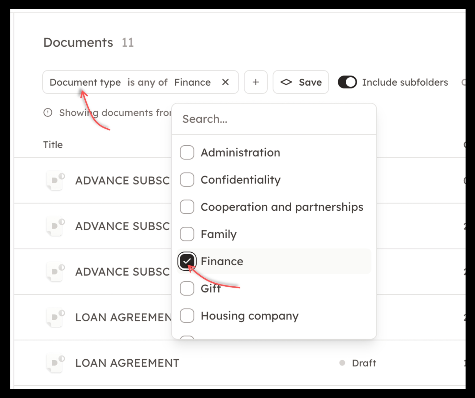 Screenshot 5: If you have been using the Document-type folders, the folders will either be in other folders they previously were in, or as separate docume