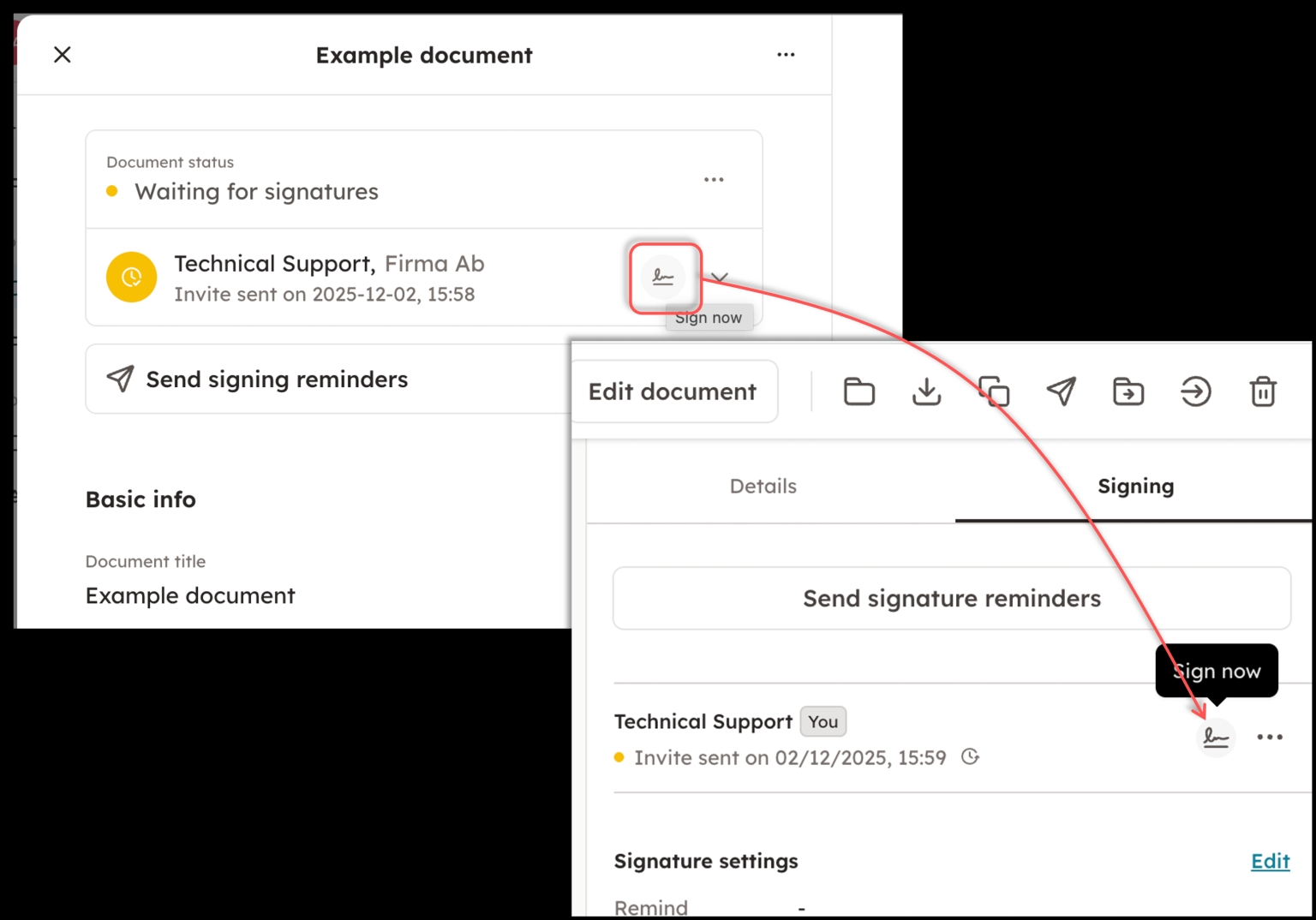 Screenshot 8: Your saved signature sample works equally well within Docue Drive.