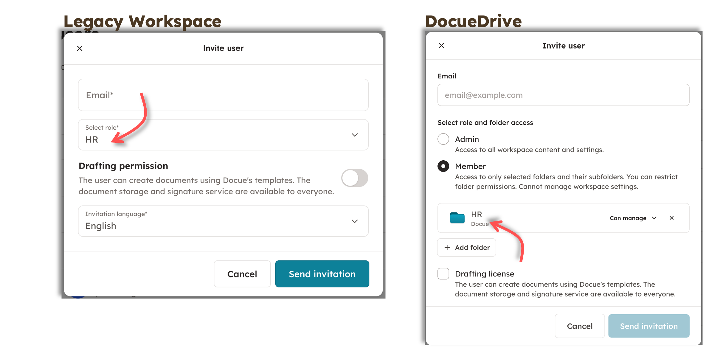 Screenshot 12: In Docue Drive, users can be assigned permissions on a folder-by-folder basis, meaning you no longer need to define a Role separately and as