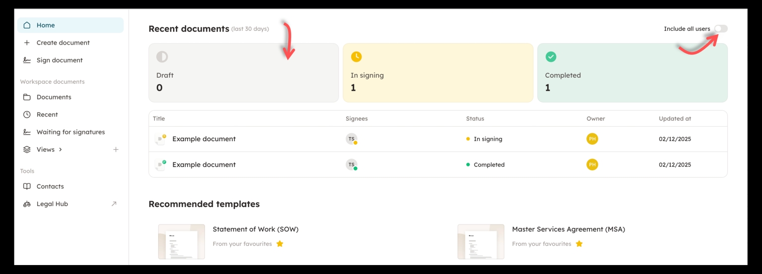 Screenshot 16: When you open the app, it will automatically open the new home page. From the home page, you are able to quickly find the documents you've s