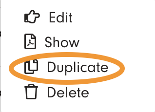 Screenshot 3: Go to "All documents" and click on the three dots next to the document you would like to duplicate. Choose "Duplicate" from the scroll down 