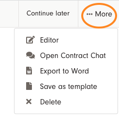 Screenshot 7: Both the Editor-tool and the Word-converter can be found inside the document in the upper right corner under "More"