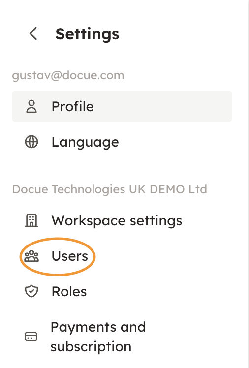 Screenshot 2: 2. In settings, click on "Users"