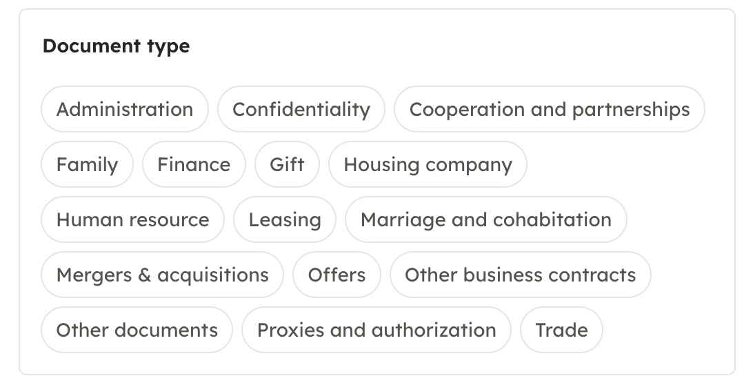Screenshot 2: By default, all documents created in the platform are archived in at least one of the following folders: