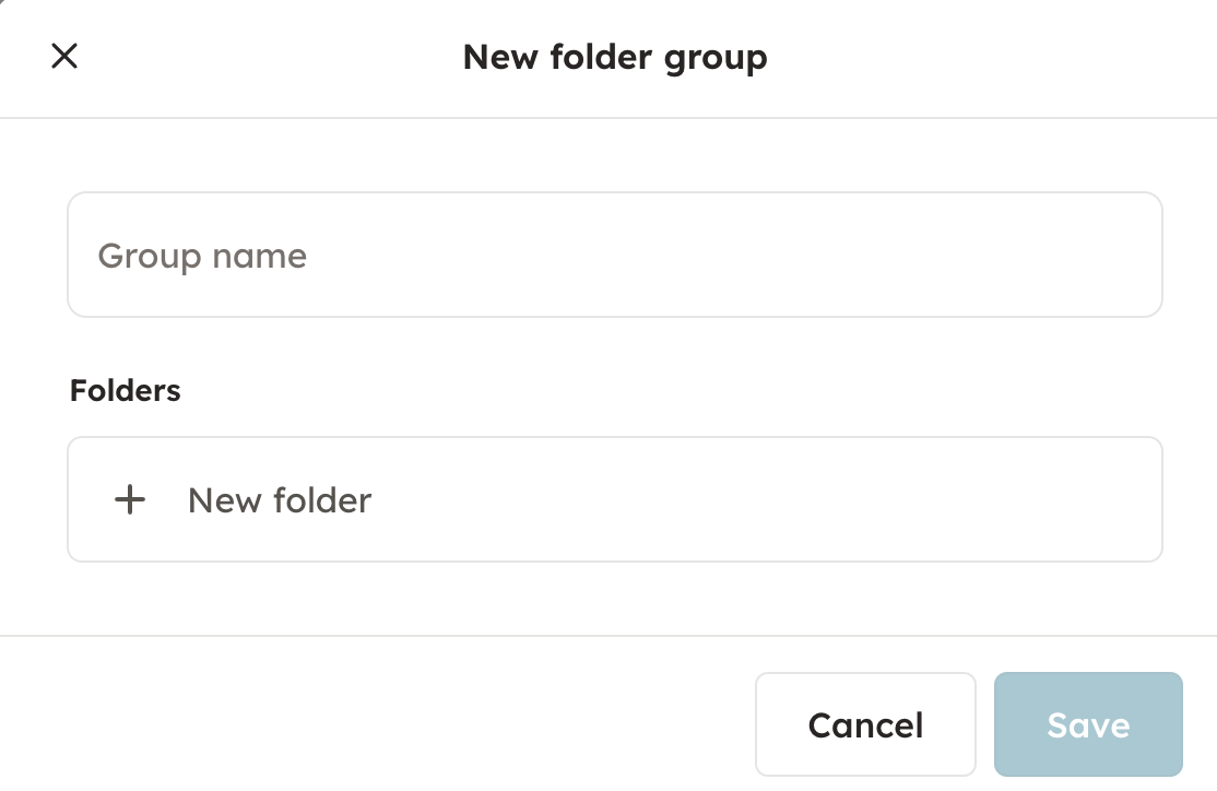 Screenshot 7: Name the folder group, and create folders. Once you have saved your changes, you can add your document to your new folder.