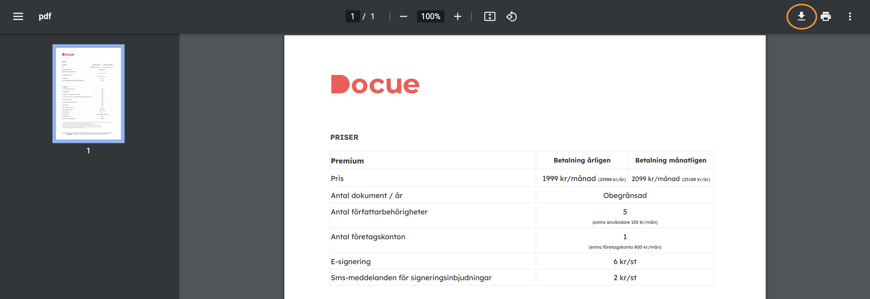Screenshot 5: A preview of the PDF will open so that you can download the file to your own unit from the top right hand corner.