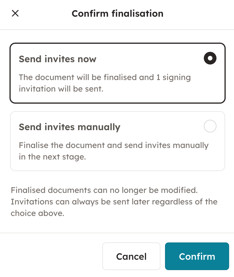 Screenshot 7: 6. If you set a signing order, the platform automatically sends out the invites in the order you chose when you press continue. If you did n