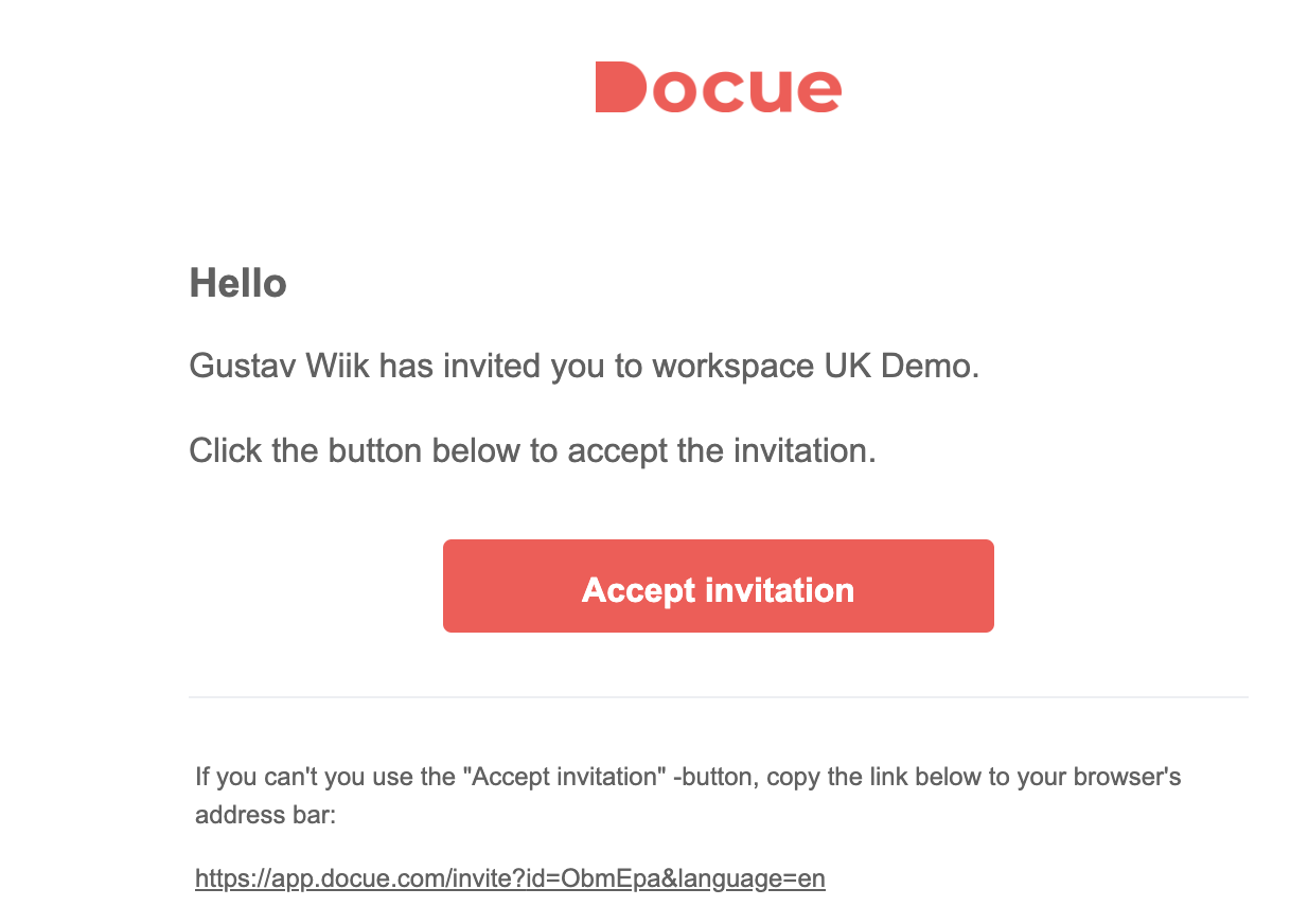Screenshot 1: 1. Press "Accept invite", or copy the link found in the message.