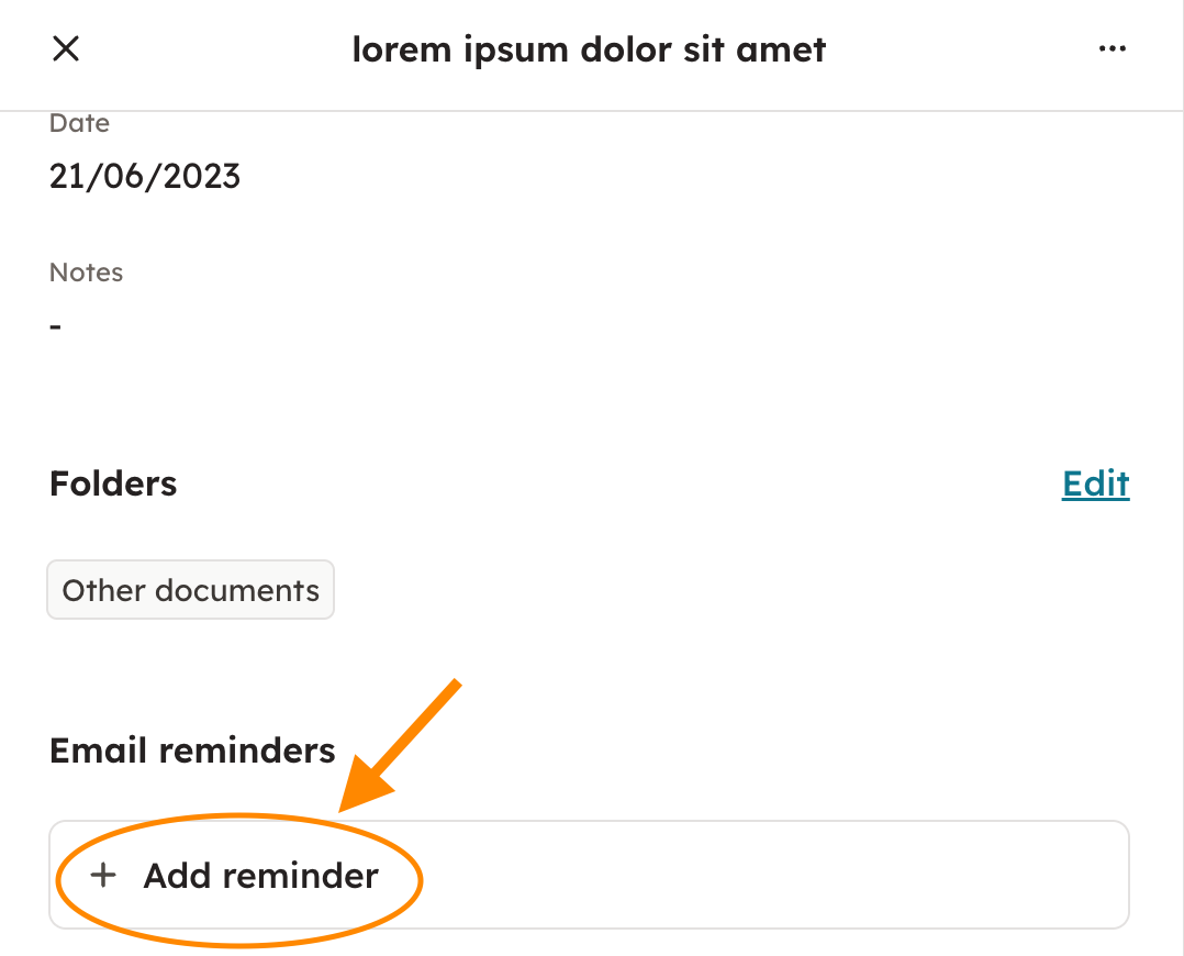 Screenshot 5: The document has now been archived in the service archive, i.e. "All documents". You can set reminders for imported files by clicking the ar