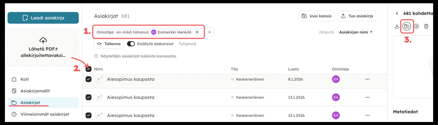Oikeus omiin asiakirjoihin (1)