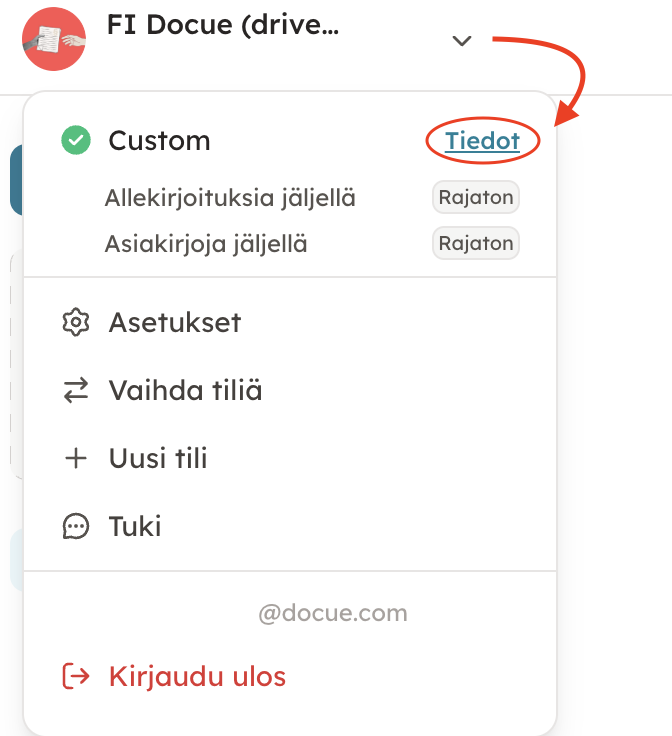 Kuvakaappaus 3: 1. (Oikotie): Napsauta sivun vasemmassa yläkulmassa olevaa tilisi nimeä tai sen vieressä olevaa nuolta ➡️ ja valitse tilauksesi nimen vieres
