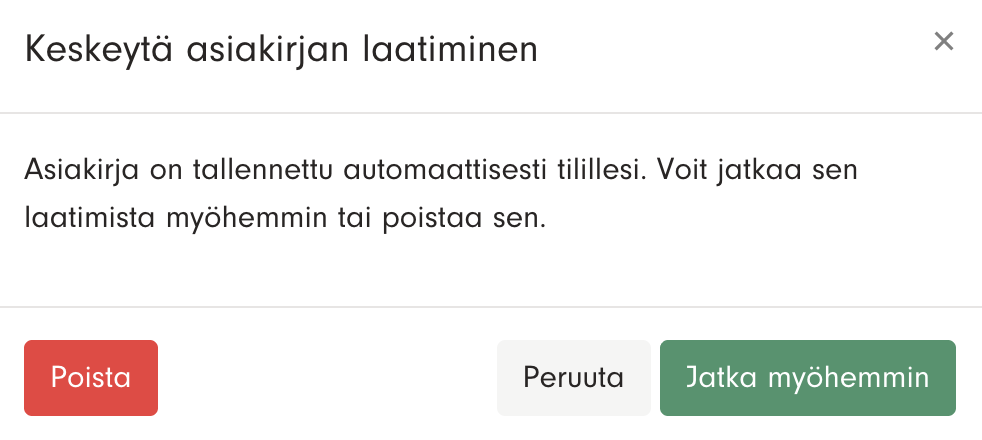 Kuvakaappaus 4: Eteesi avautuvassa vahvistusikkunassa voit valita: