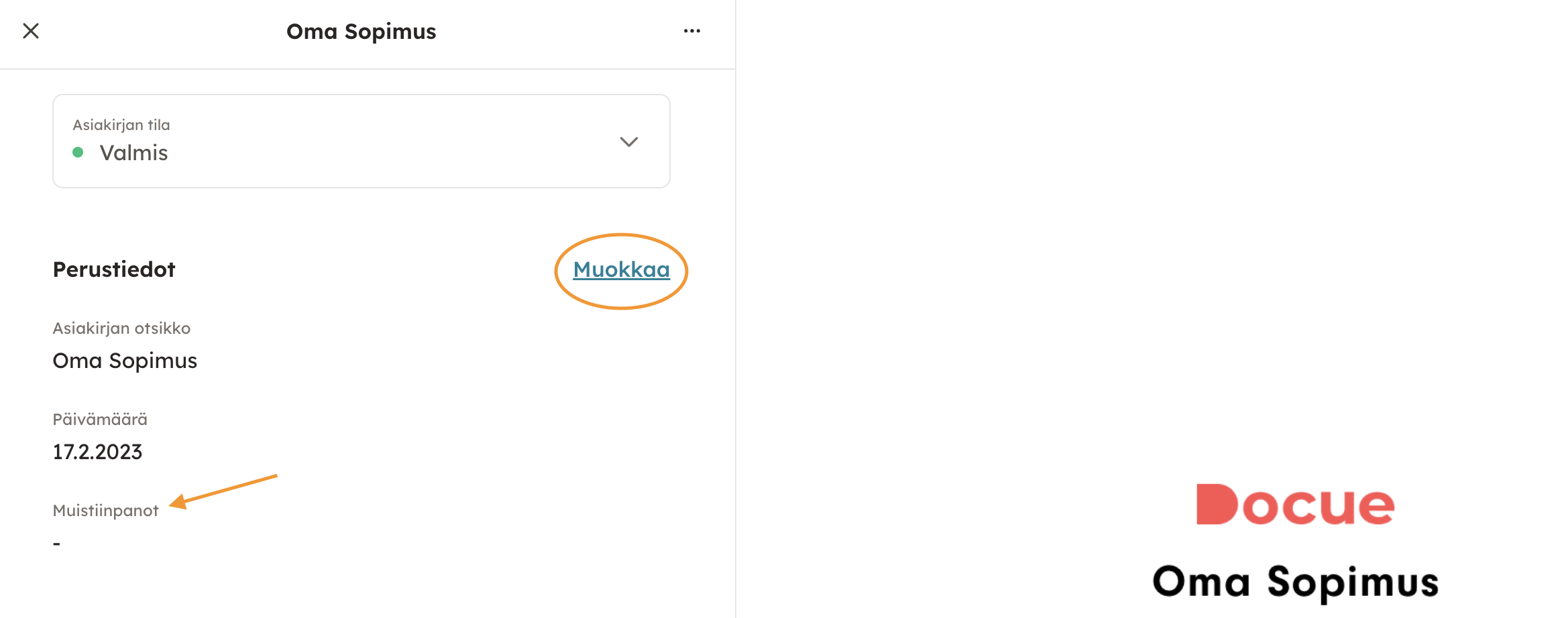 Kuvakaappaus 5: Muistiinpanon lisääminen: