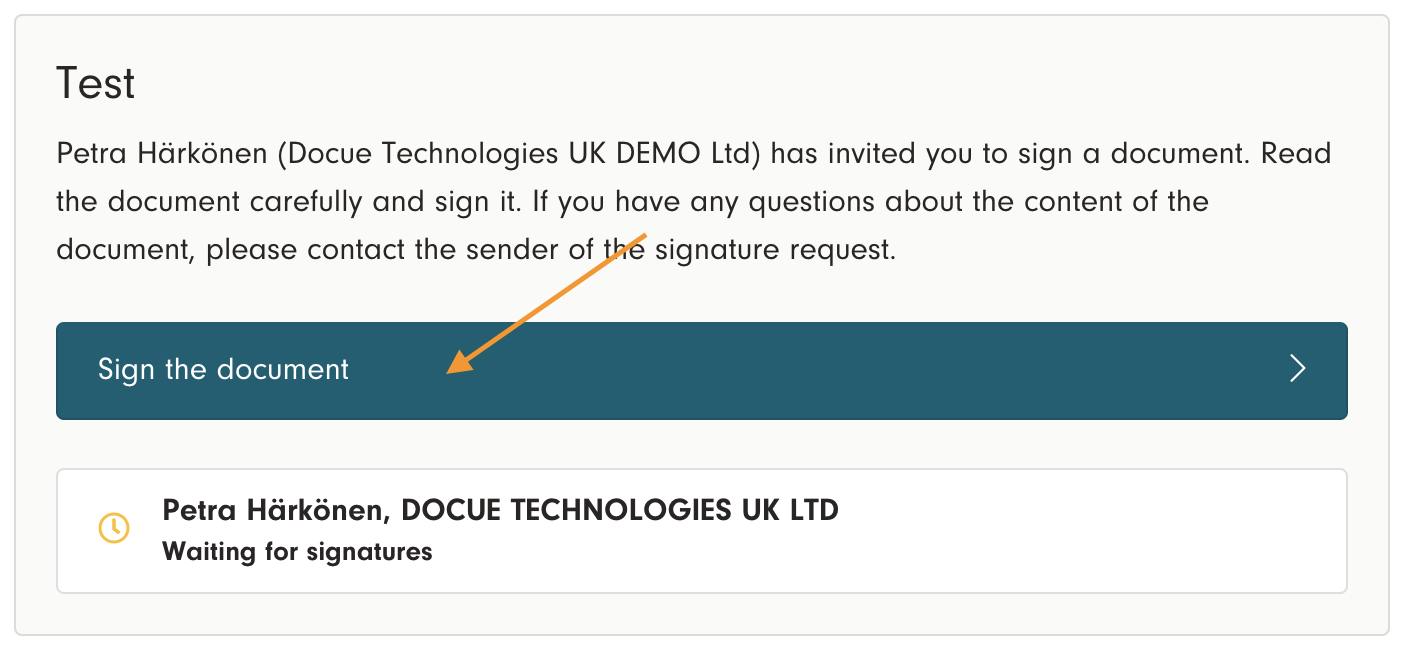 Screenshot 5: Carefully review the document and sign the document. In this view, you will see all the signees assigned to the document and whether they ha