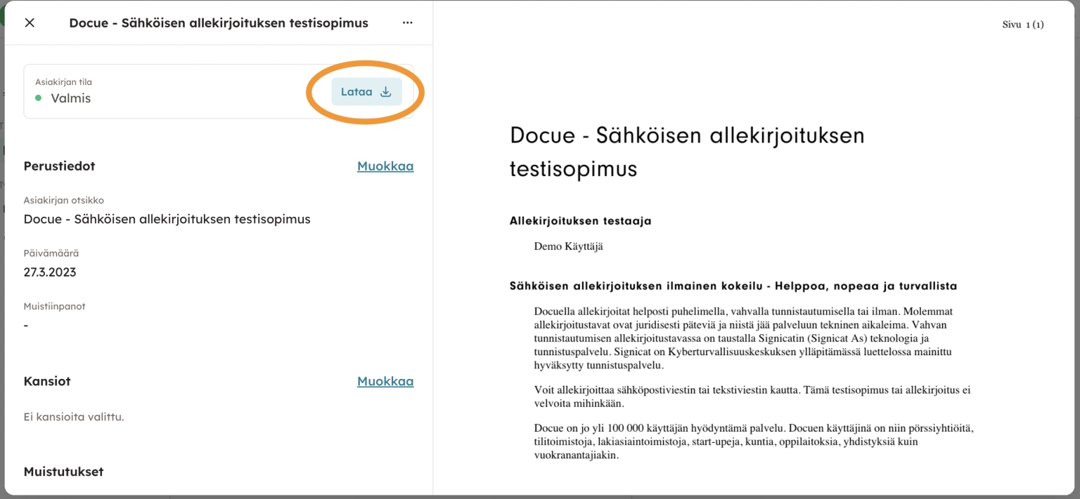 Kuvakaappaus 3: 3. Lataa valmis asiakirja PDF:nä ja tulosta se omalta laitteeltasi.